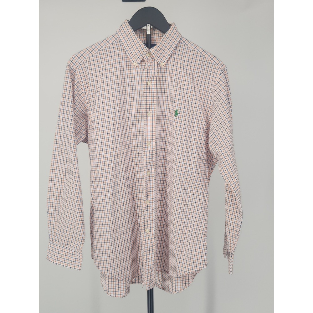 Polo Ralph Lauren Classic Fit Tattersall Check Shirt Orange Navy 15.5 32/33